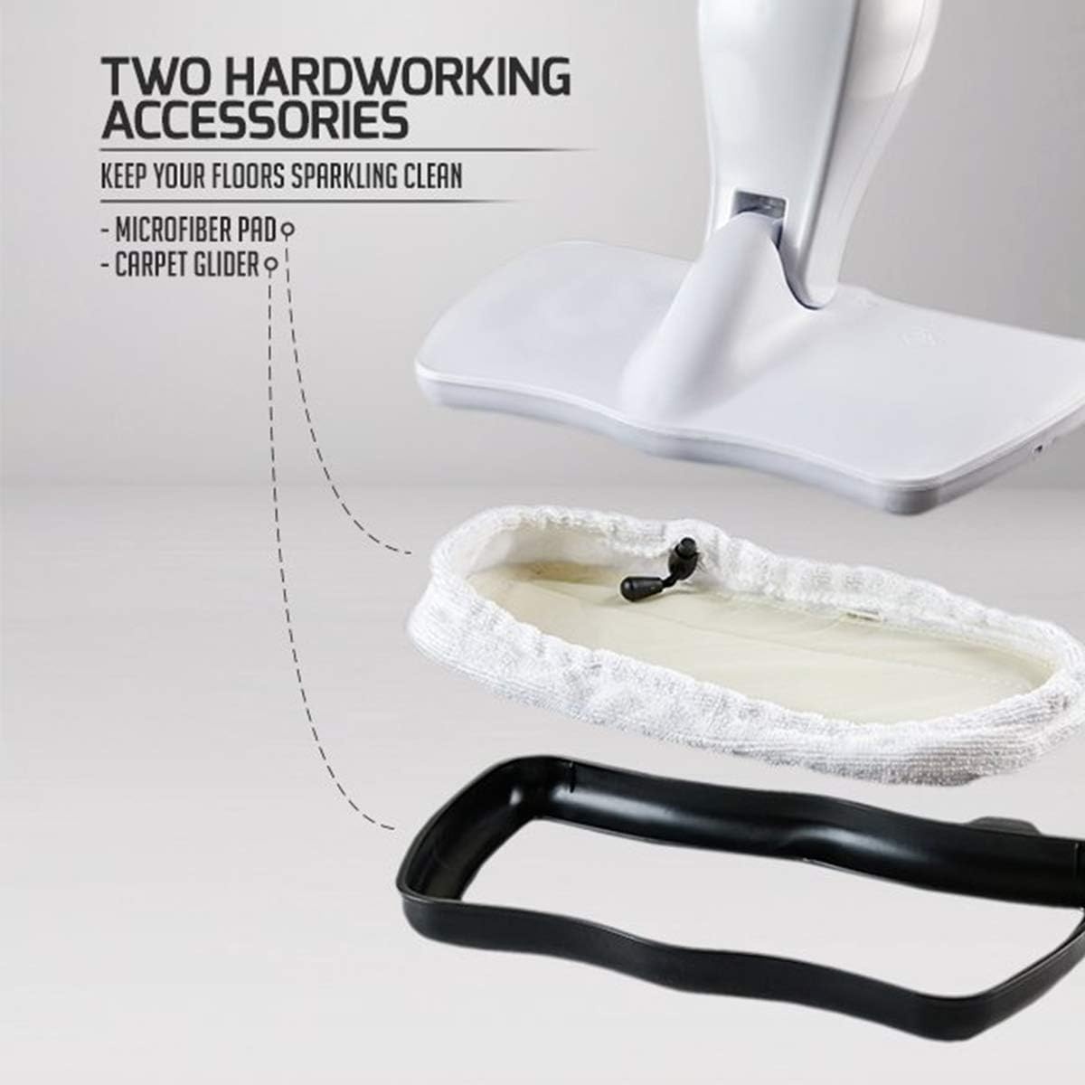 image:imageOVENTE Microfiber Steam Mop Pad Replacement Pack of 4 White ACPST2054