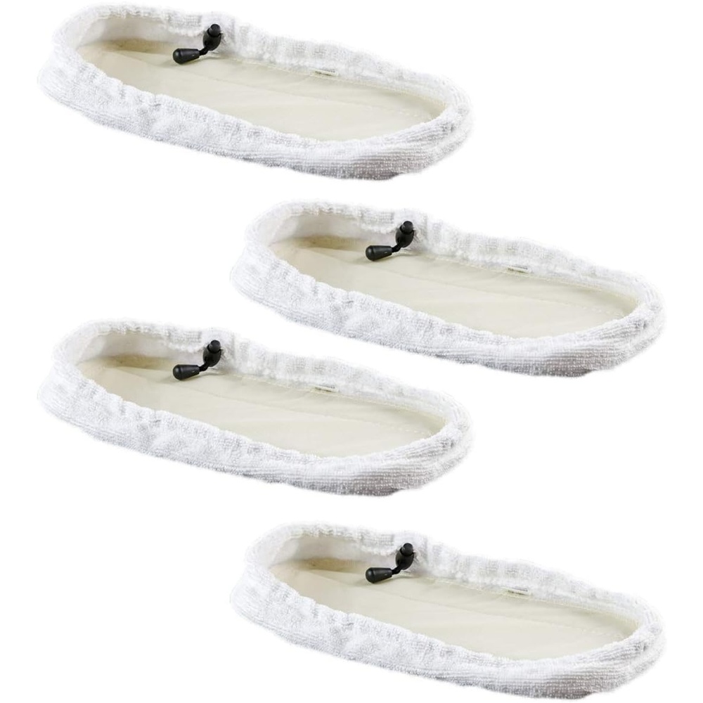 image:imageOVENTE Microfiber Steam Mop Pad Replacement Pack of 4 White ACPST2054